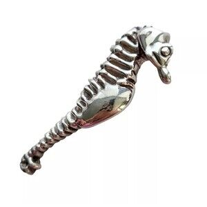 Vintage Handmade Sterling Silver Seahorse Brooch by Frederic Jean Duclos Signed